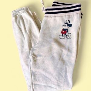 White Joggers with Mickey Mouse Print
